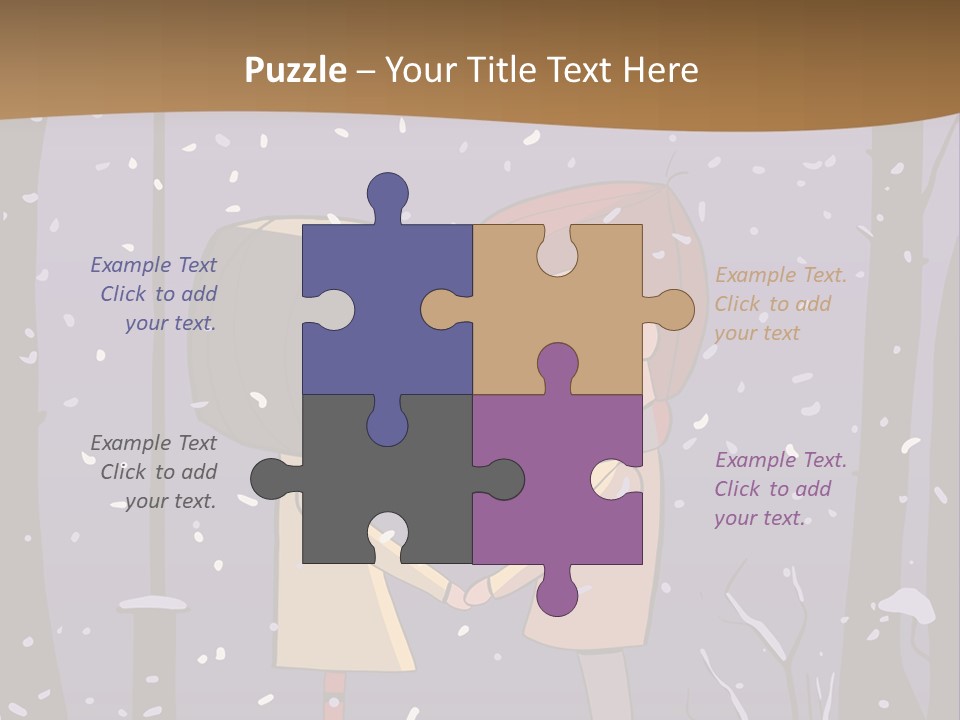 A Couple Kissing Under A Street Light In The Snow PowerPoint Template