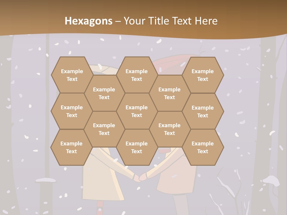 A Couple Kissing Under A Street Light In The Snow PowerPoint Template