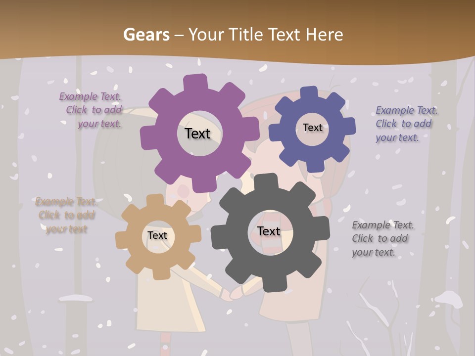 A Couple Kissing Under A Street Light In The Snow PowerPoint Template