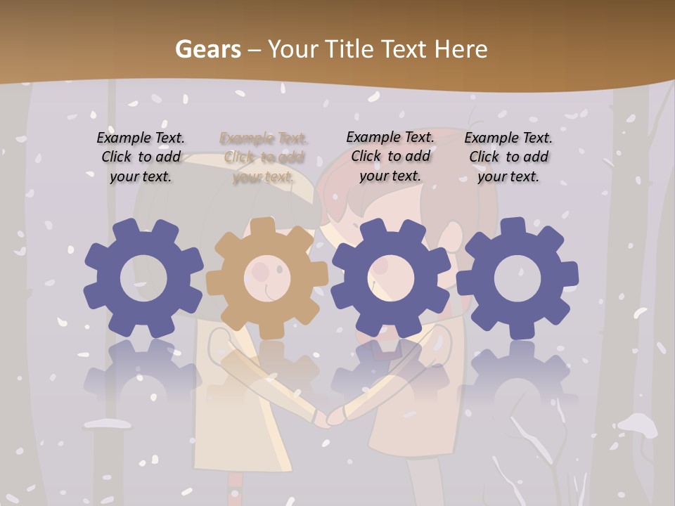 A Couple Kissing Under A Street Light In The Snow PowerPoint Template