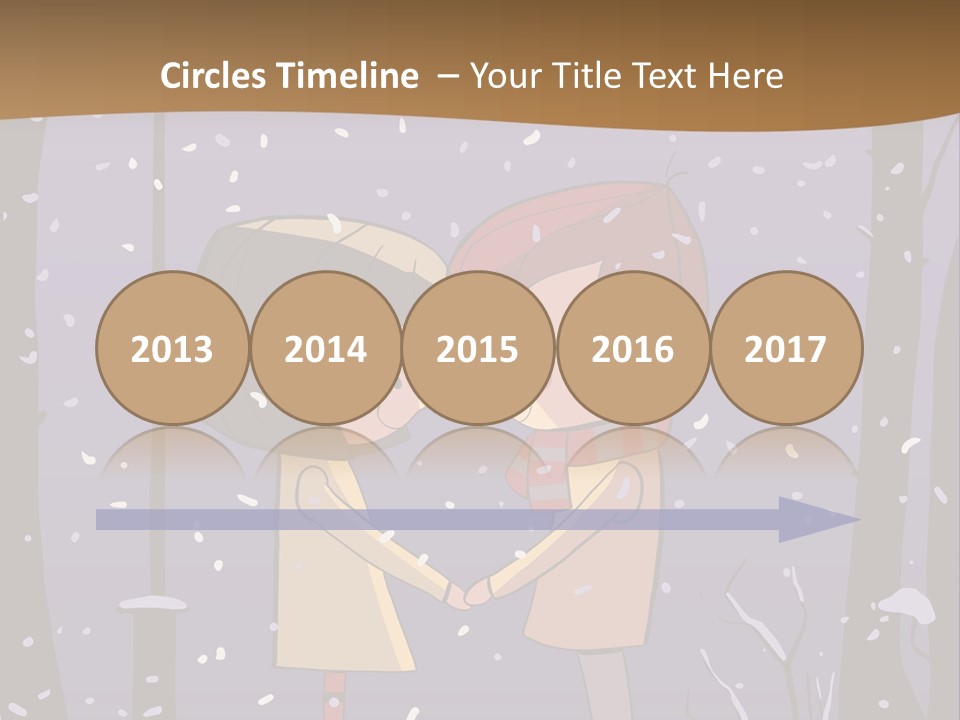 A Couple Kissing Under A Street Light In The Snow PowerPoint Template