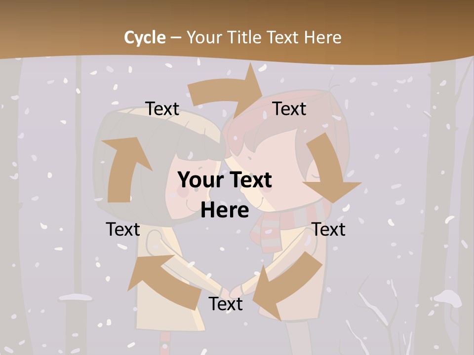 A Couple Kissing Under A Street Light In The Snow PowerPoint Template