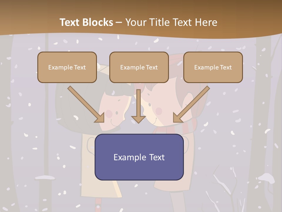 A Couple Kissing Under A Street Light In The Snow PowerPoint Template