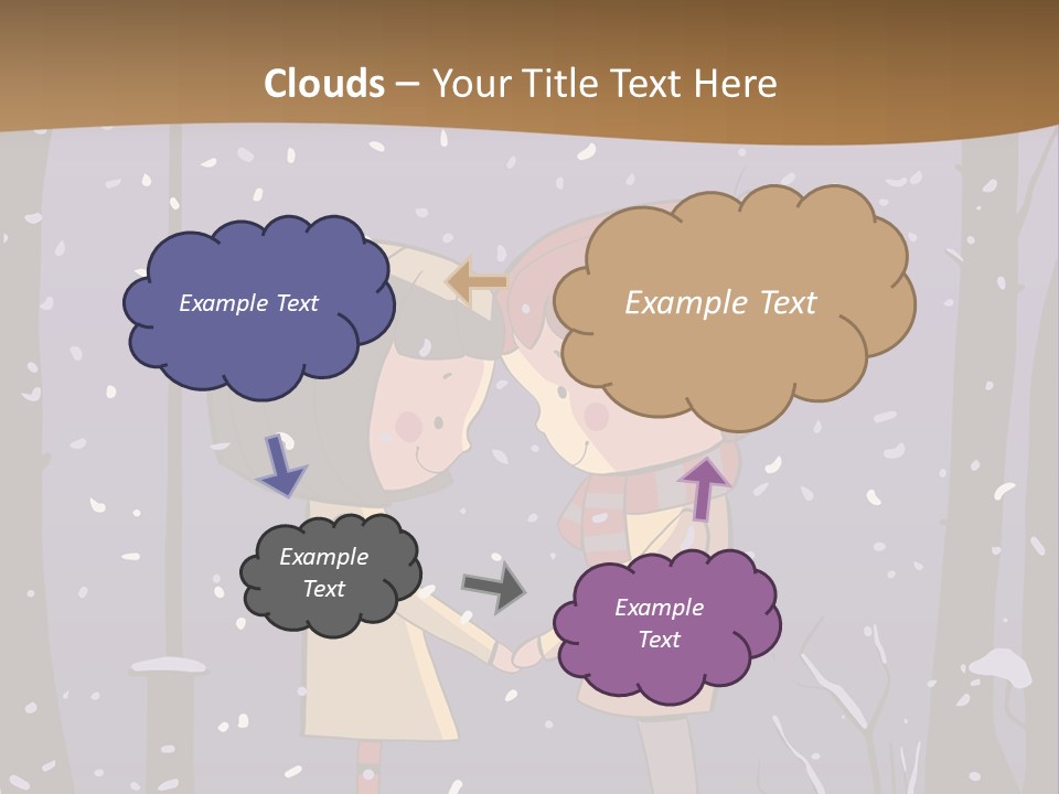 A Couple Kissing Under A Street Light In The Snow PowerPoint Template