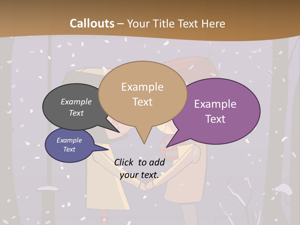 A Couple Kissing Under A Street Light In The Snow PowerPoint Template