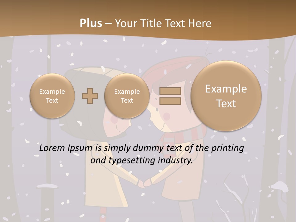 A Couple Kissing Under A Street Light In The Snow PowerPoint Template