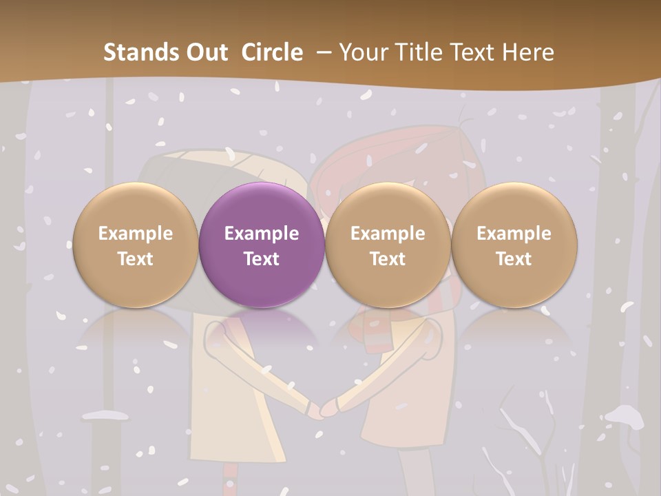 A Couple Kissing Under A Street Light In The Snow PowerPoint Template