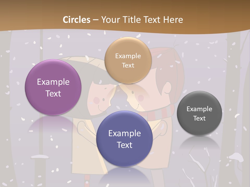 A Couple Kissing Under A Street Light In The Snow PowerPoint Template