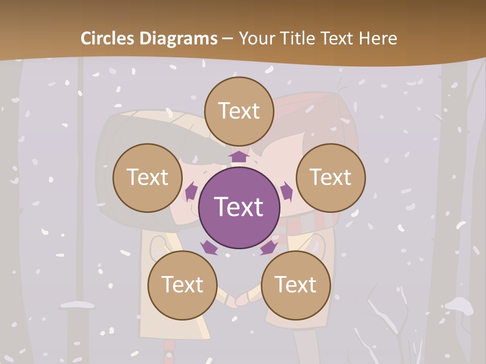 A Couple Kissing Under A Street Light In The Snow PowerPoint Template