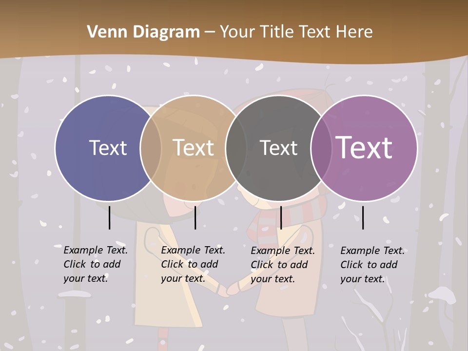 A Couple Kissing Under A Street Light In The Snow PowerPoint Template