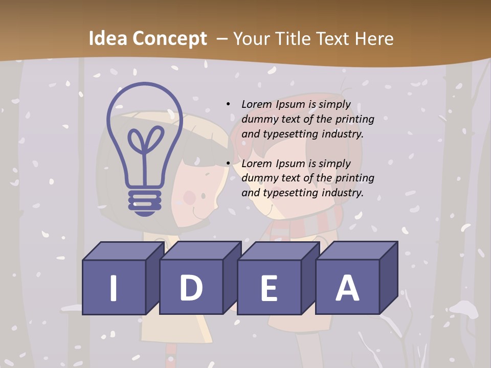 A Couple Kissing Under A Street Light In The Snow PowerPoint Template