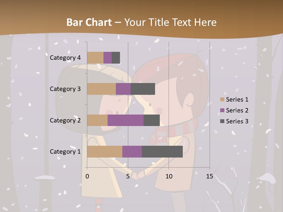 A Couple Kissing Under A Street Light In The Snow PowerPoint Template