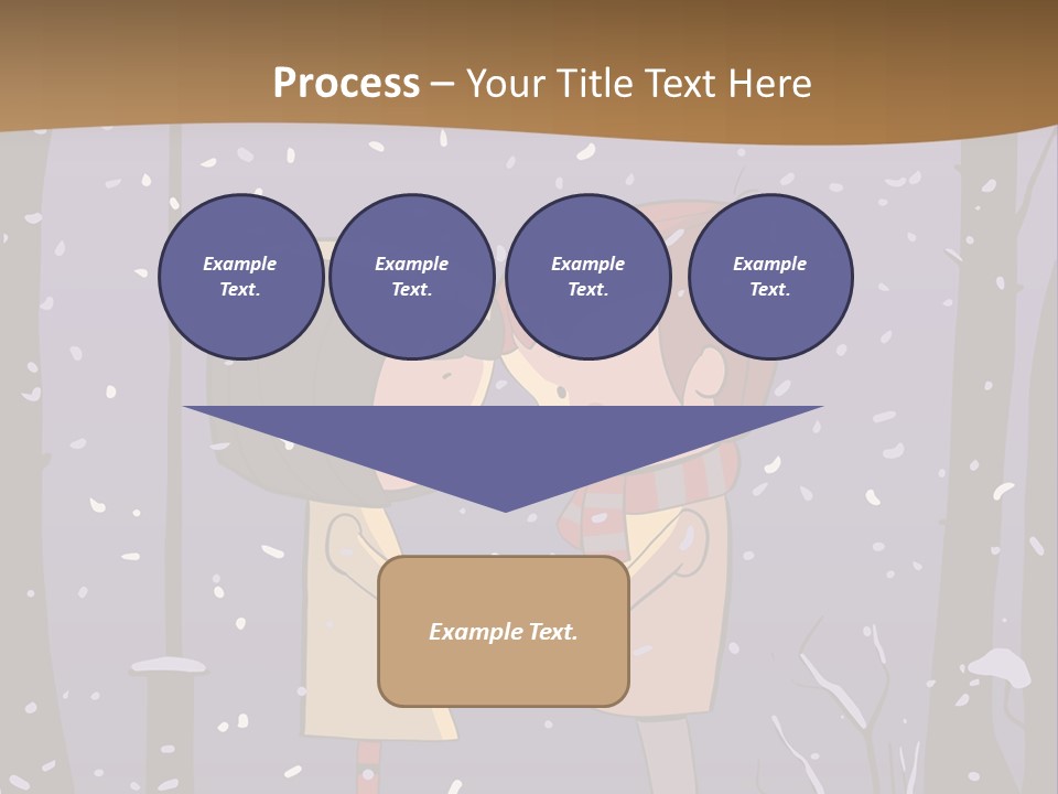 A Couple Kissing Under A Street Light In The Snow PowerPoint Template