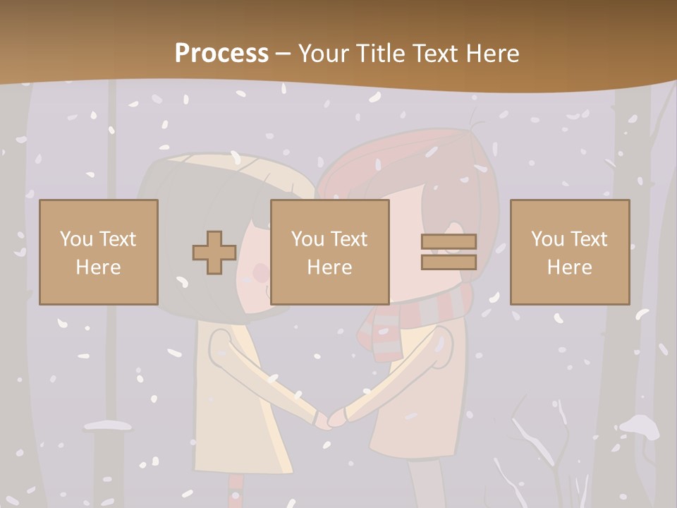 A Couple Kissing Under A Street Light In The Snow PowerPoint Template