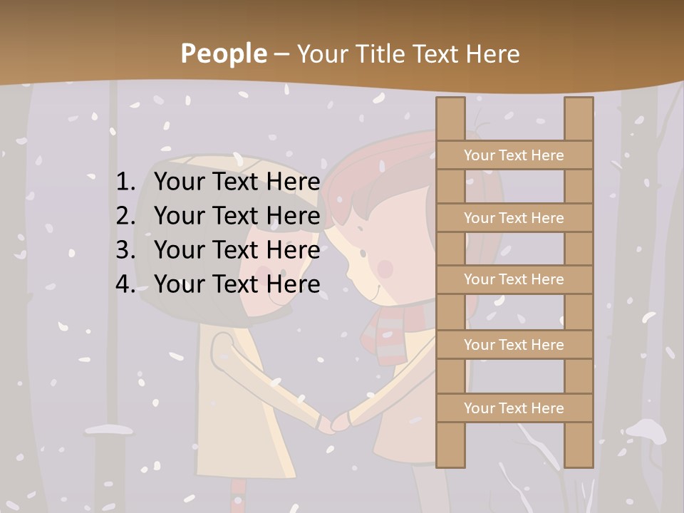 A Couple Kissing Under A Street Light In The Snow PowerPoint Template