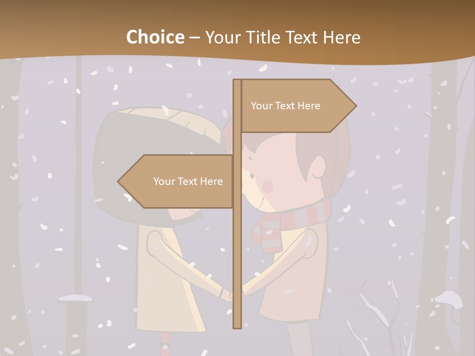 A Couple Kissing Under A Street Light In The Snow PowerPoint Template