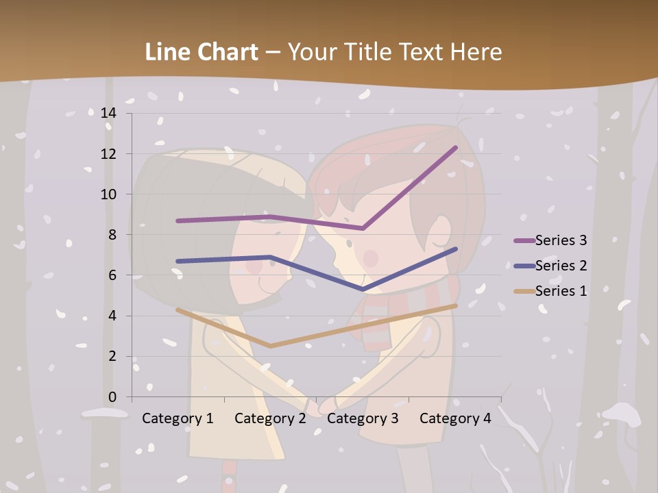 A Couple Kissing Under A Street Light In The Snow PowerPoint Template