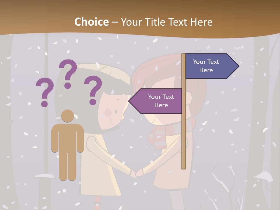 A Couple Kissing Under A Street Light In The Snow PowerPoint Template