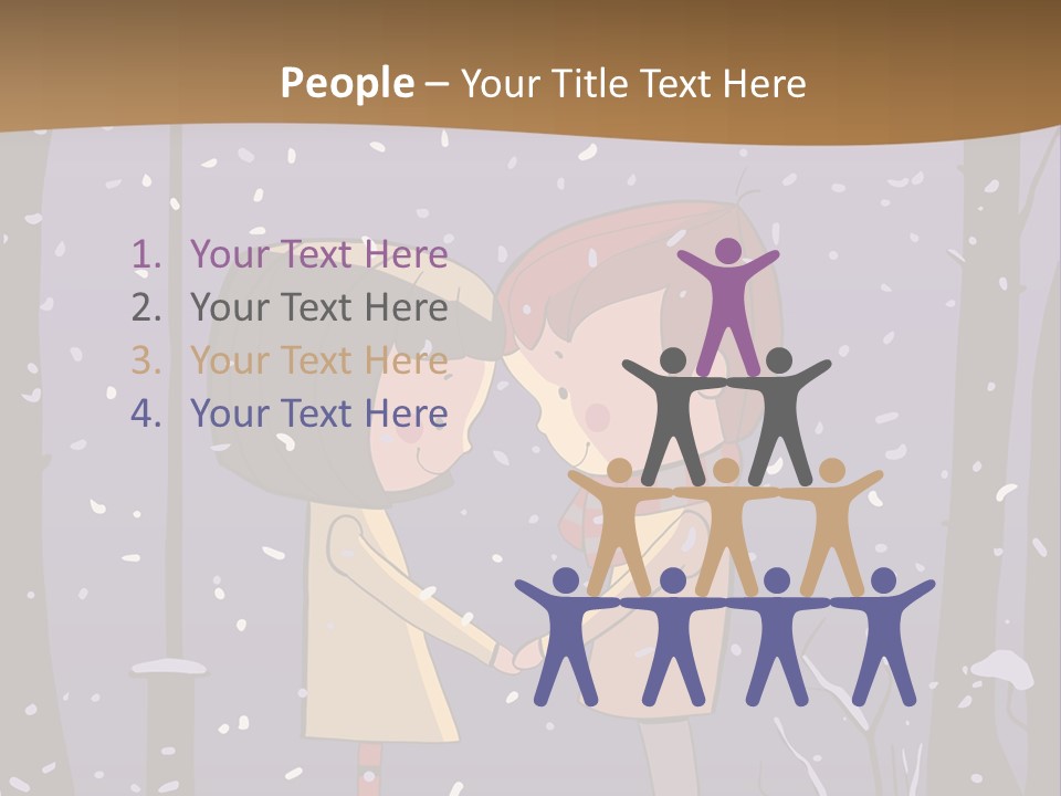 A Couple Kissing Under A Street Light In The Snow PowerPoint Template