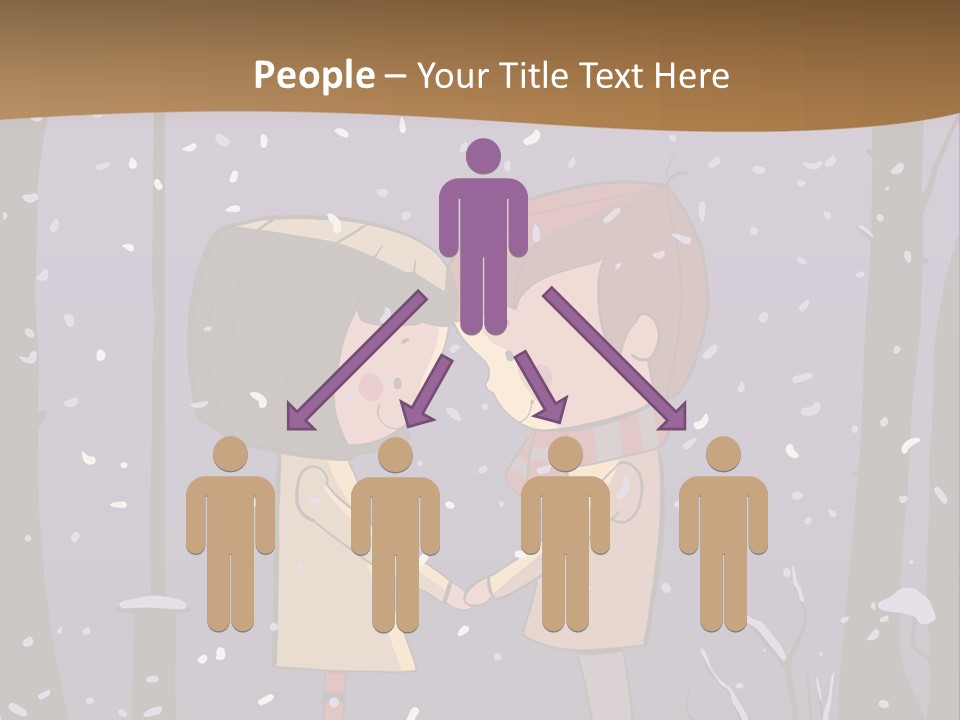 A Couple Kissing Under A Street Light In The Snow PowerPoint Template