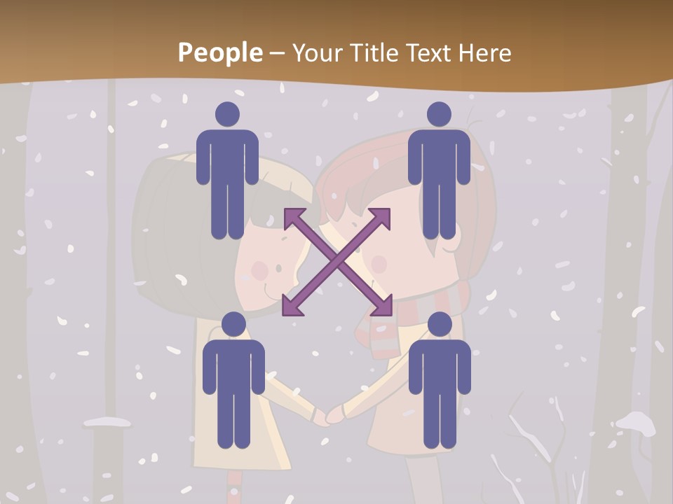 A Couple Kissing Under A Street Light In The Snow PowerPoint Template