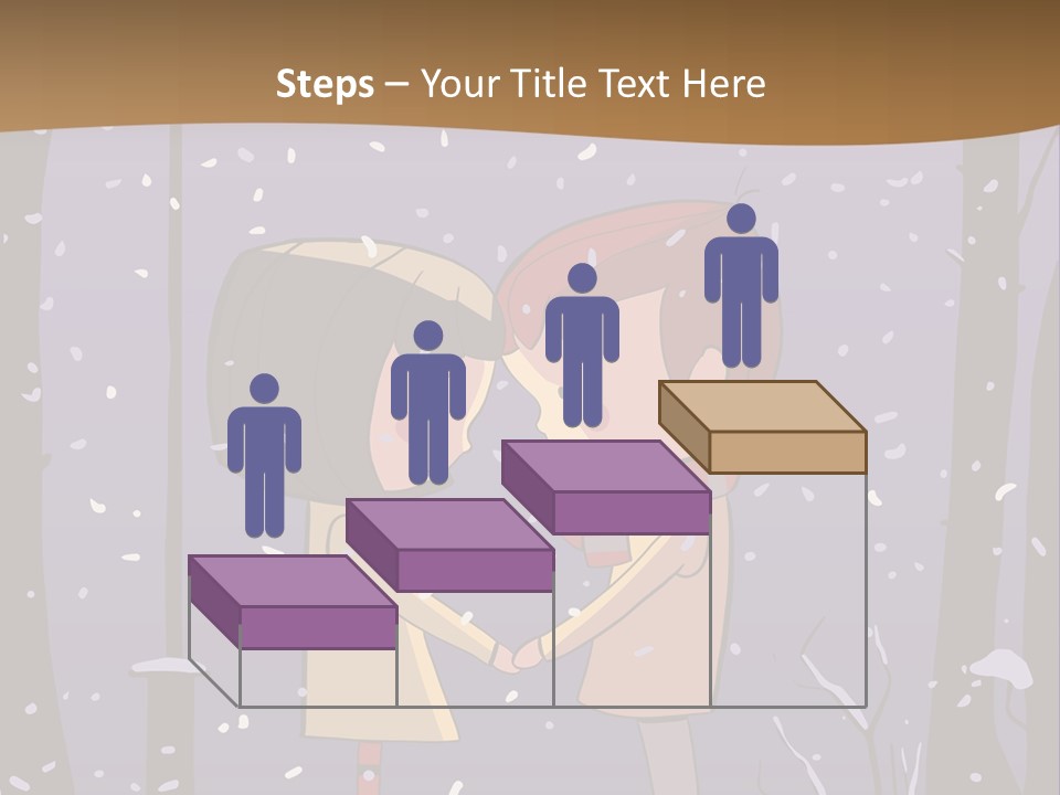 A Couple Kissing Under A Street Light In The Snow PowerPoint Template