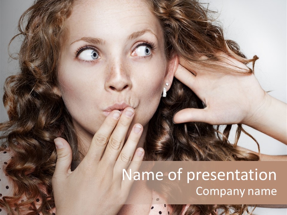 Closeup Caucasian Attentive PowerPoint Template