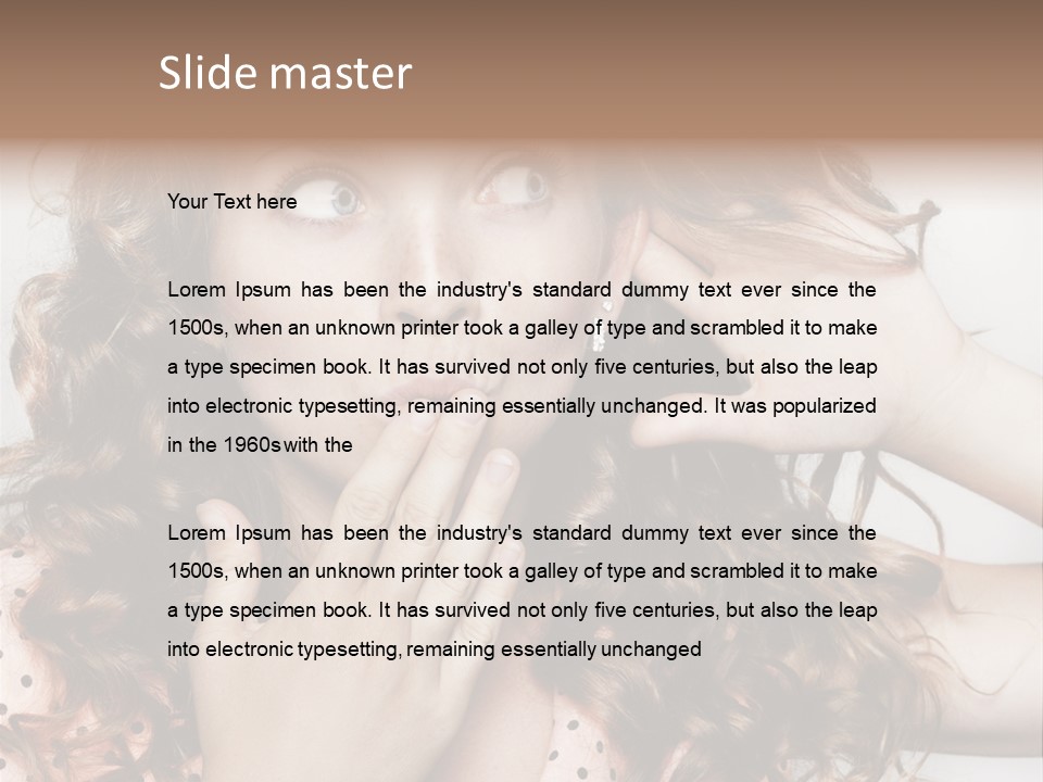 Closeup Caucasian Attentive PowerPoint Template