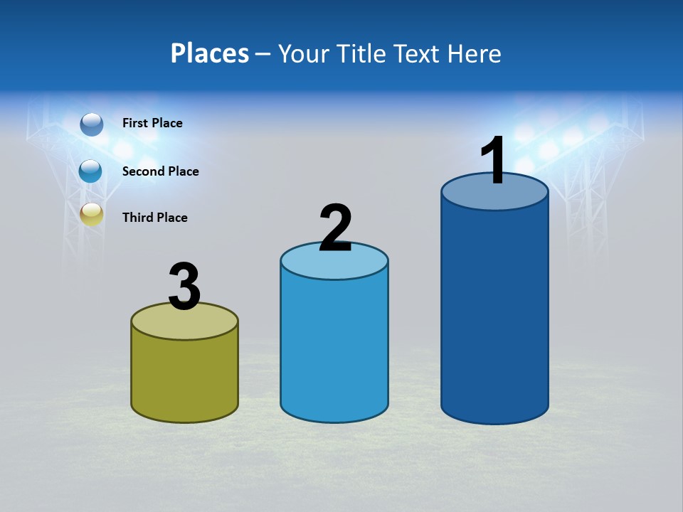 Two Stadium Lights On A Grassy Field At Night PowerPoint Template