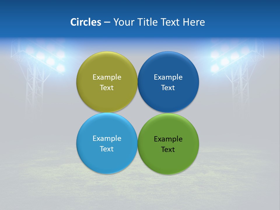 Two Stadium Lights On A Grassy Field At Night PowerPoint Template