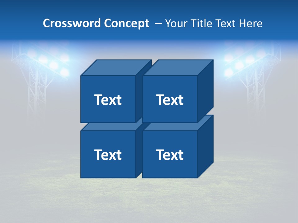 Two Stadium Lights On A Grassy Field At Night PowerPoint Template
