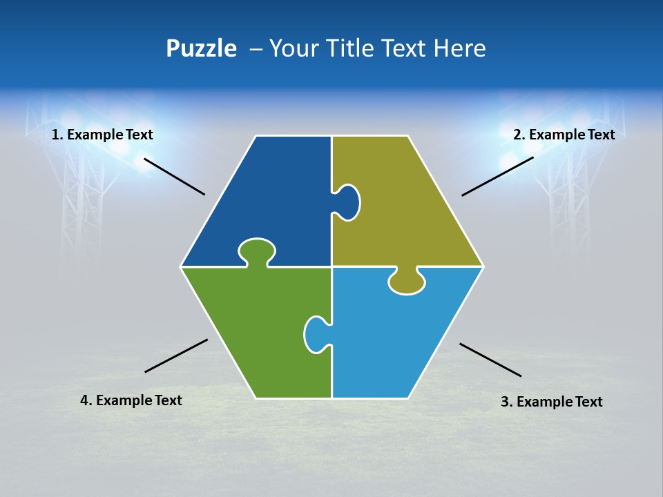 Two Stadium Lights On A Grassy Field At Night PowerPoint Template