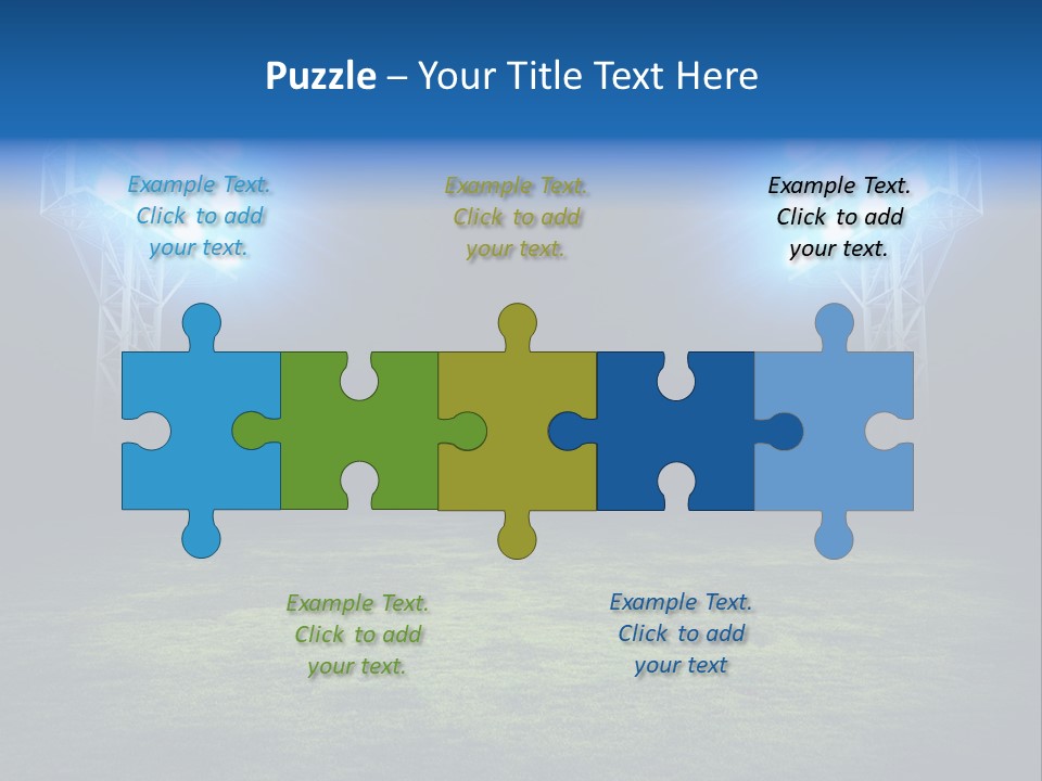 Two Stadium Lights On A Grassy Field At Night PowerPoint Template