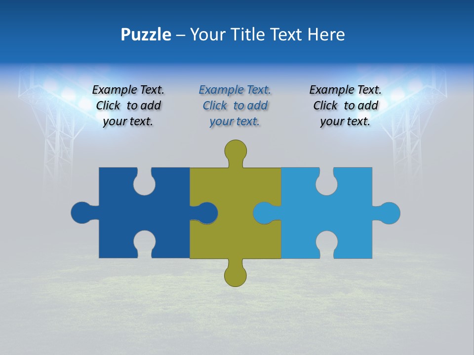 Two Stadium Lights On A Grassy Field At Night PowerPoint Template