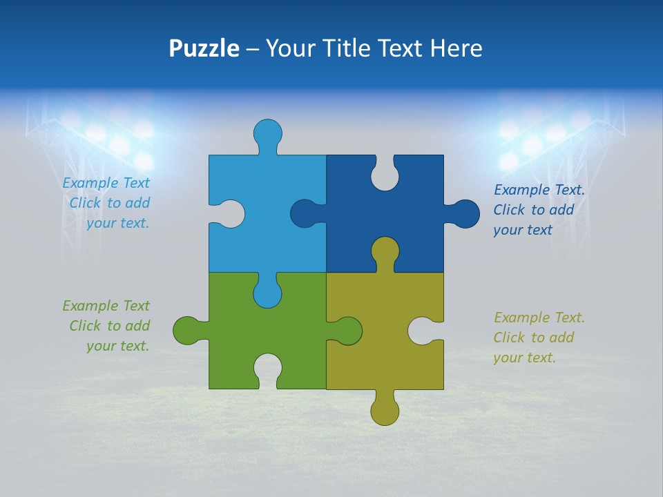 Two Stadium Lights On A Grassy Field At Night PowerPoint Template