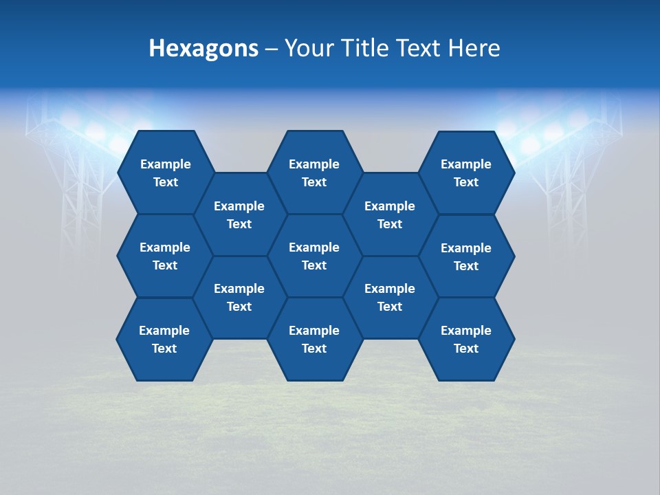 Two Stadium Lights On A Grassy Field At Night PowerPoint Template