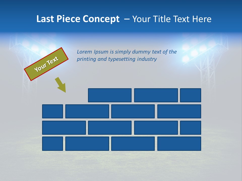 Two Stadium Lights On A Grassy Field At Night PowerPoint Template