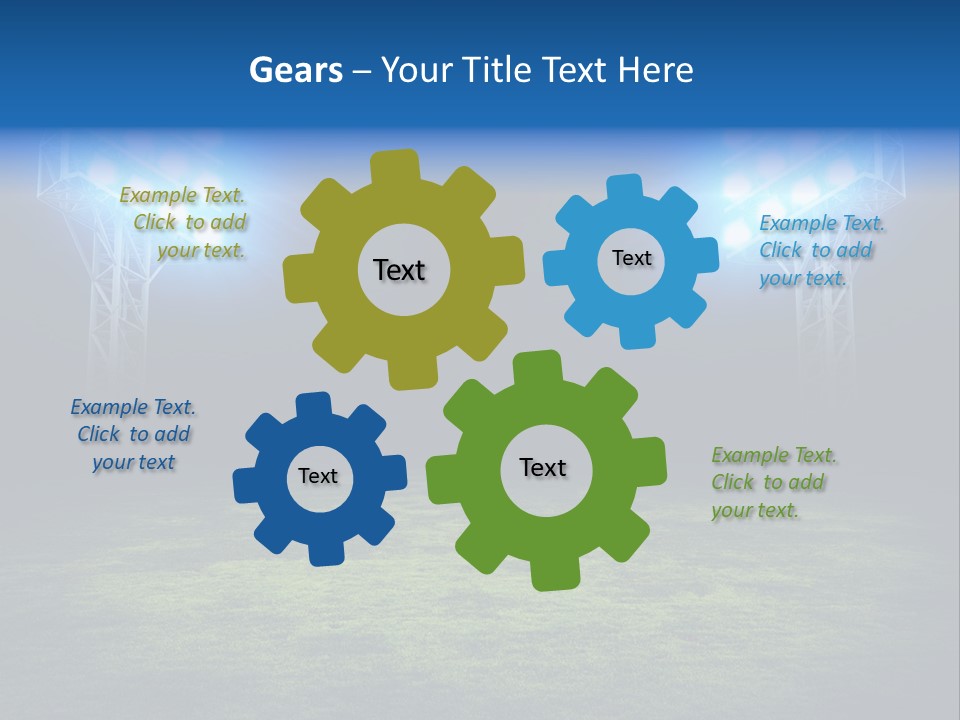 Two Stadium Lights On A Grassy Field At Night PowerPoint Template