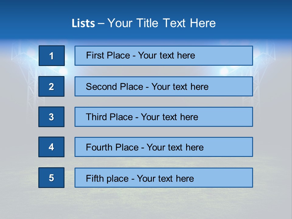 Two Stadium Lights On A Grassy Field At Night PowerPoint Template