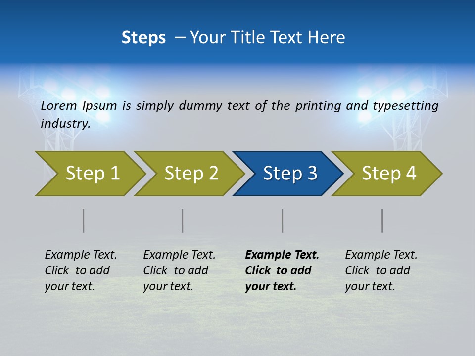 Two Stadium Lights On A Grassy Field At Night PowerPoint Template