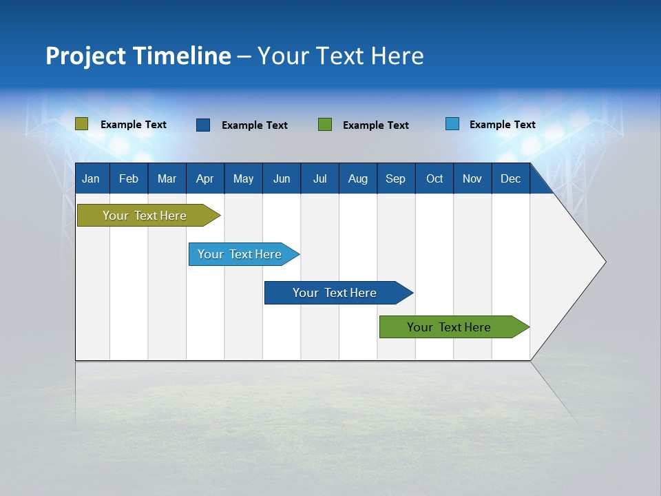 Two Stadium Lights On A Grassy Field At Night PowerPoint Template