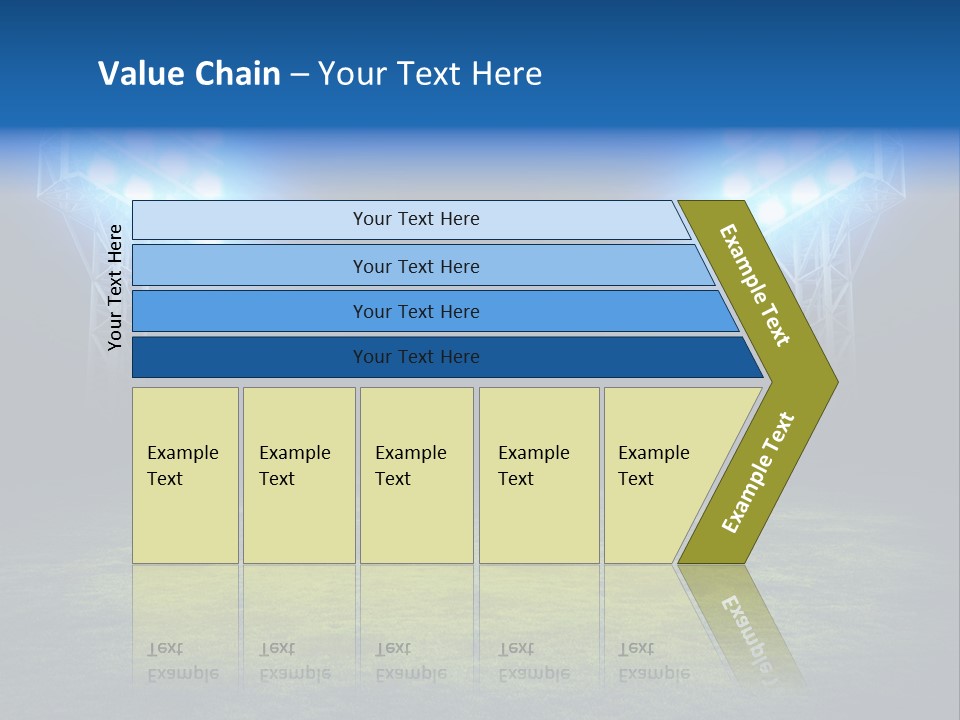Two Stadium Lights On A Grassy Field At Night PowerPoint Template