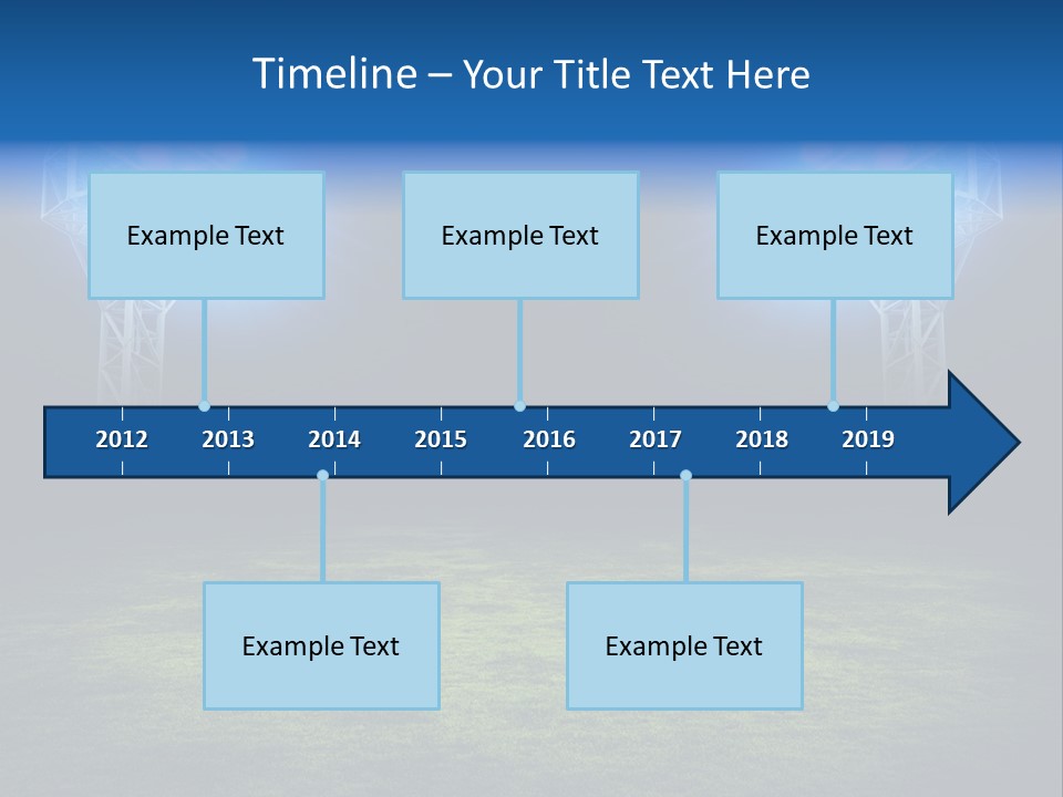 Two Stadium Lights On A Grassy Field At Night PowerPoint Template