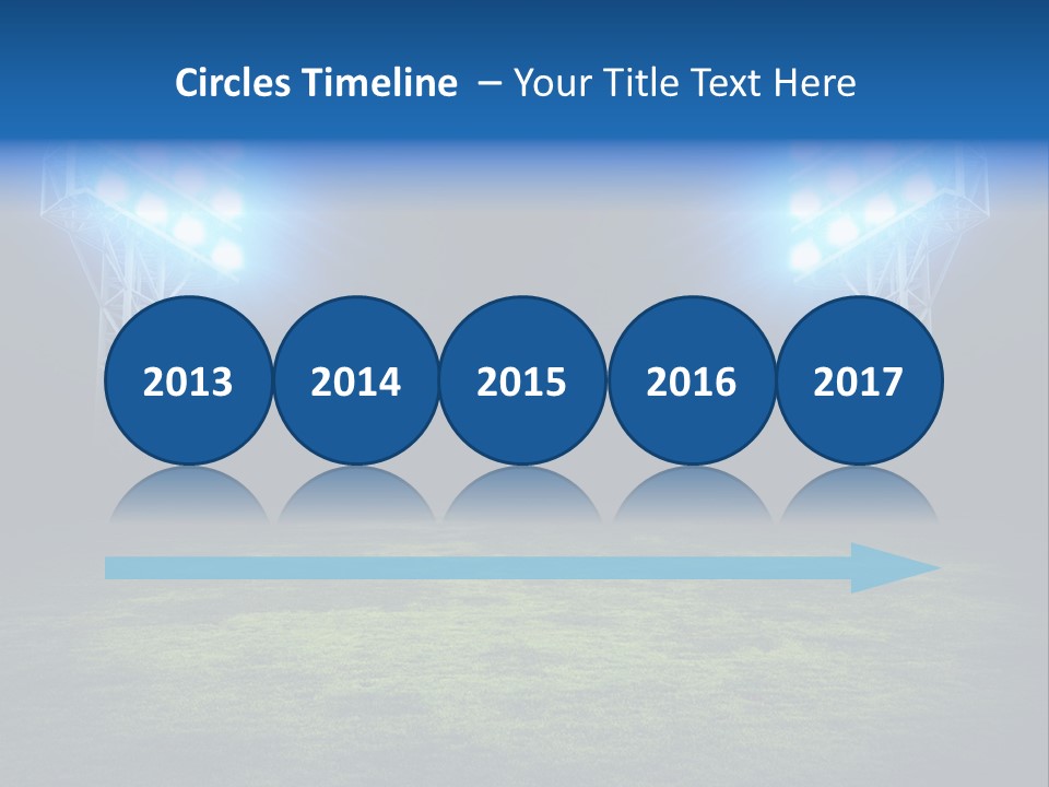 Two Stadium Lights On A Grassy Field At Night PowerPoint Template