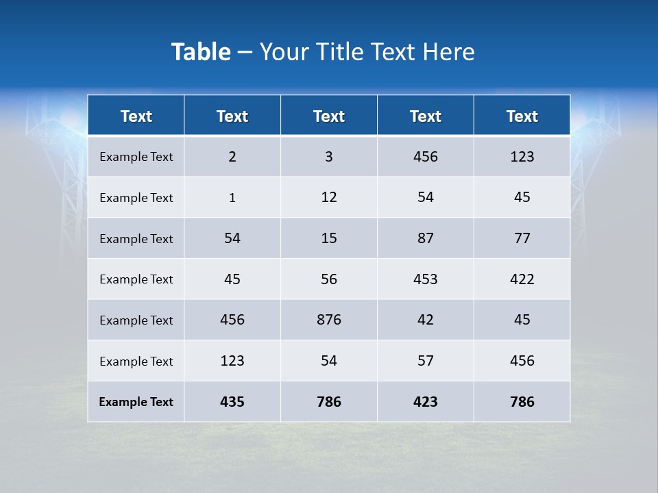 Two Stadium Lights On A Grassy Field At Night PowerPoint Template