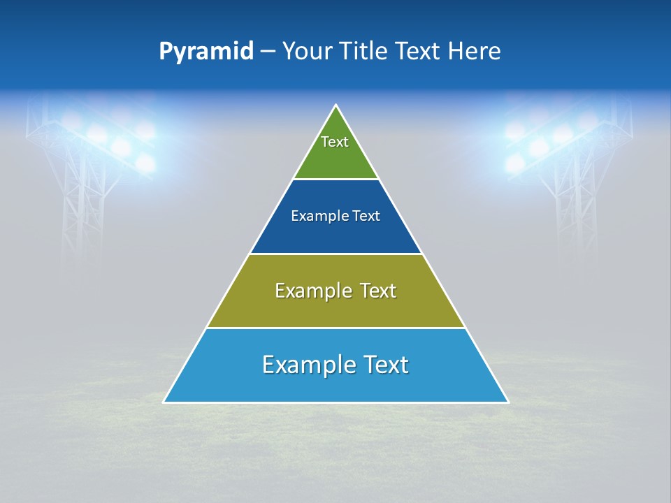 Two Stadium Lights On A Grassy Field At Night PowerPoint Template