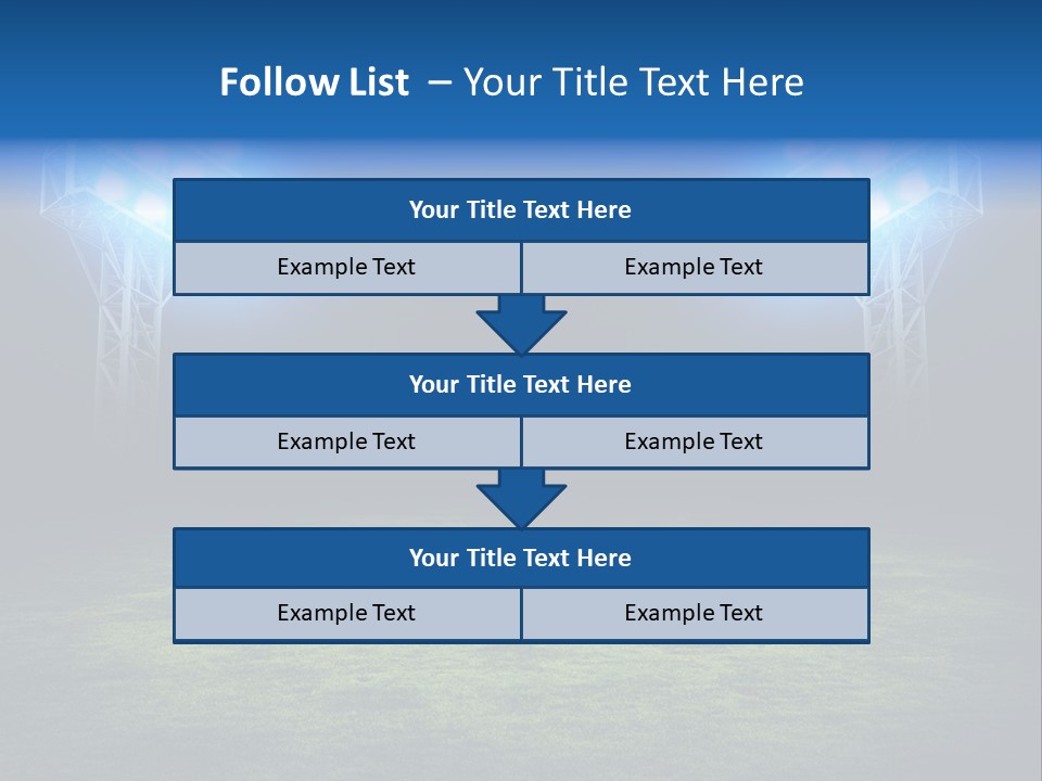 Two Stadium Lights On A Grassy Field At Night PowerPoint Template