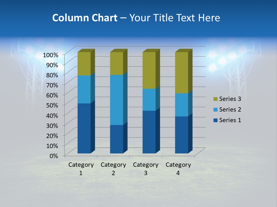 Two Stadium Lights On A Grassy Field At Night PowerPoint Template