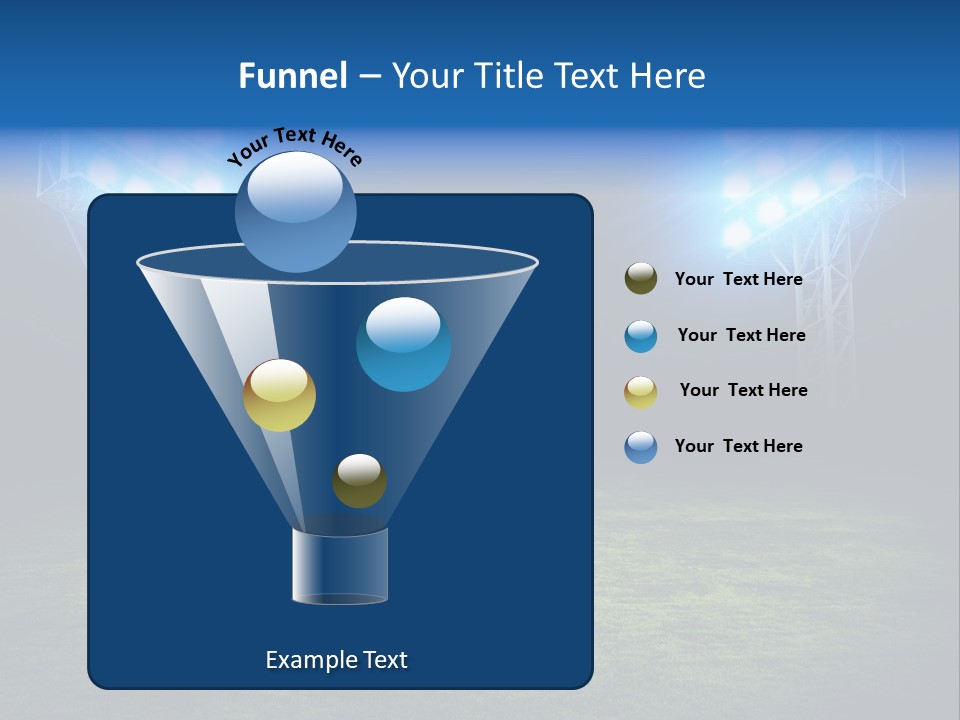 Two Stadium Lights On A Grassy Field At Night PowerPoint Template