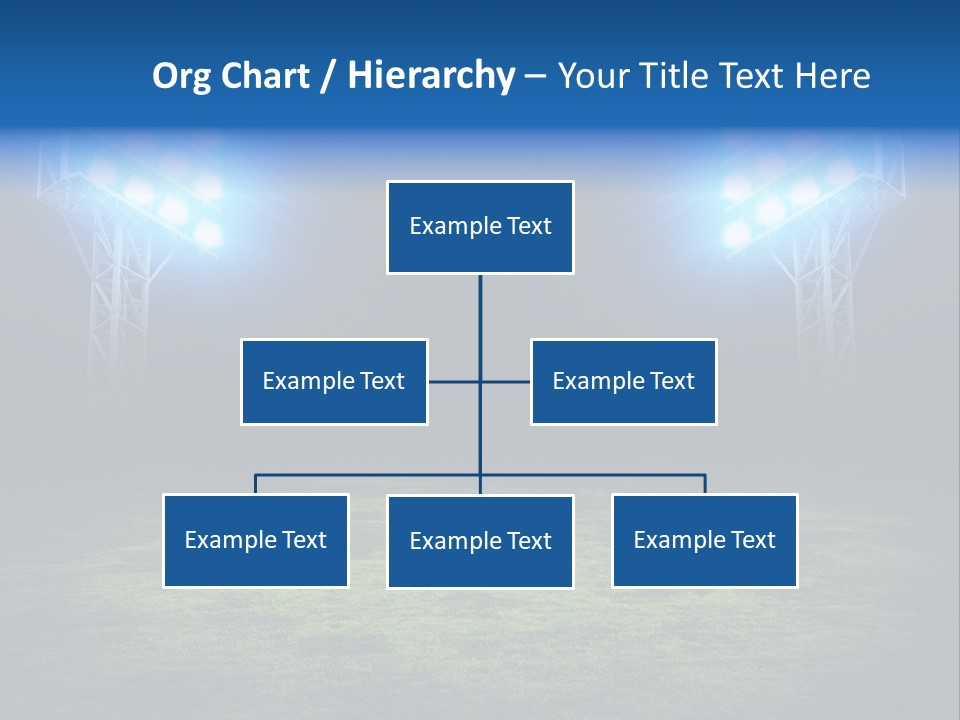 Two Stadium Lights On A Grassy Field At Night PowerPoint Template
